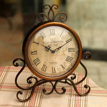 Európska retro kovaného železa hodiny vypnúť tabuľky hodiny stolové hodiny veľkoobchod hodiny kované železné kovové dekorácie stola hodiny tabuľka c