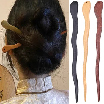 Drevené Čierne Vlasy Palice pre Ženy Čínskej Tradičnej Štýl, sponky do vlasov Vyrezávané Drevo Vlasy Vidlica Vintage Sekanie Stick pokrývku hlavy