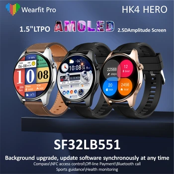 HK4 Hrdina Smart Hodinky Mužov LTPO Amoled 2.5 D Amplitúdy 1.5 Palcový Displej Mužov Kompas NFC Bluetooth Hovor GPS SLEDOVANIE HK4HERO Smartwatch