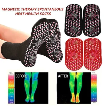 1Pair Turmalín Chudnutie Zdravotné Ponožky Zimné Elastické Tepelnej samovoľne sa zahrievajúce Ponožka Zdravotnej Starostlivosti Ponožky magnetoterapia Udržať Zdravie