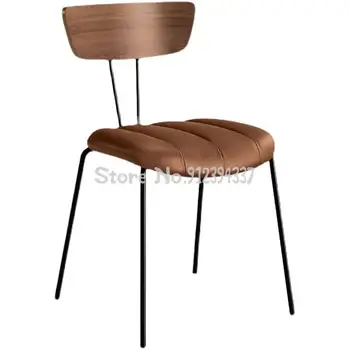 Nordic dizajnér mäkká taška jedálenské stoličky jednoduché moderné iron art svetlo luxusné operadla zakrivené drevená stolička, jeden domov stoličky
