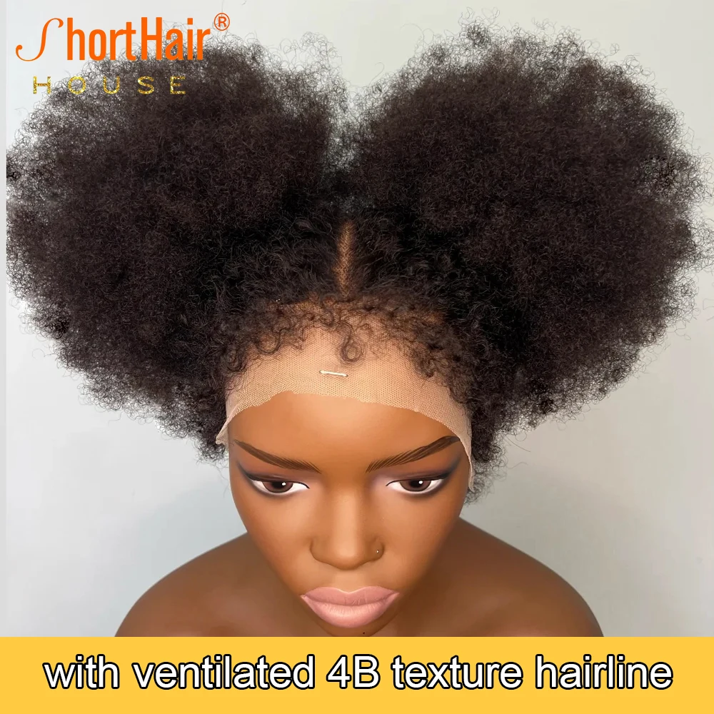 Afro Kučeravé Krajky Ľudské Vlasy, Parochne S 4B Vlasová Neviditeľné 360 Čipky Čelnej Parochne pre Ženy Glueless WigBrazilian 250Density