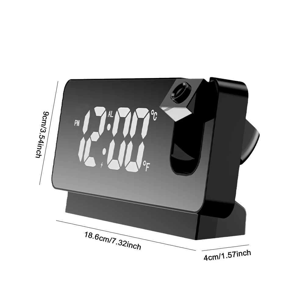 Digitálny Projekčný Budík USB Nabíjateľné 180 Otáčania LED Stropné Projektor budíky s Spánok 12/24H Tabuľka Hodiny