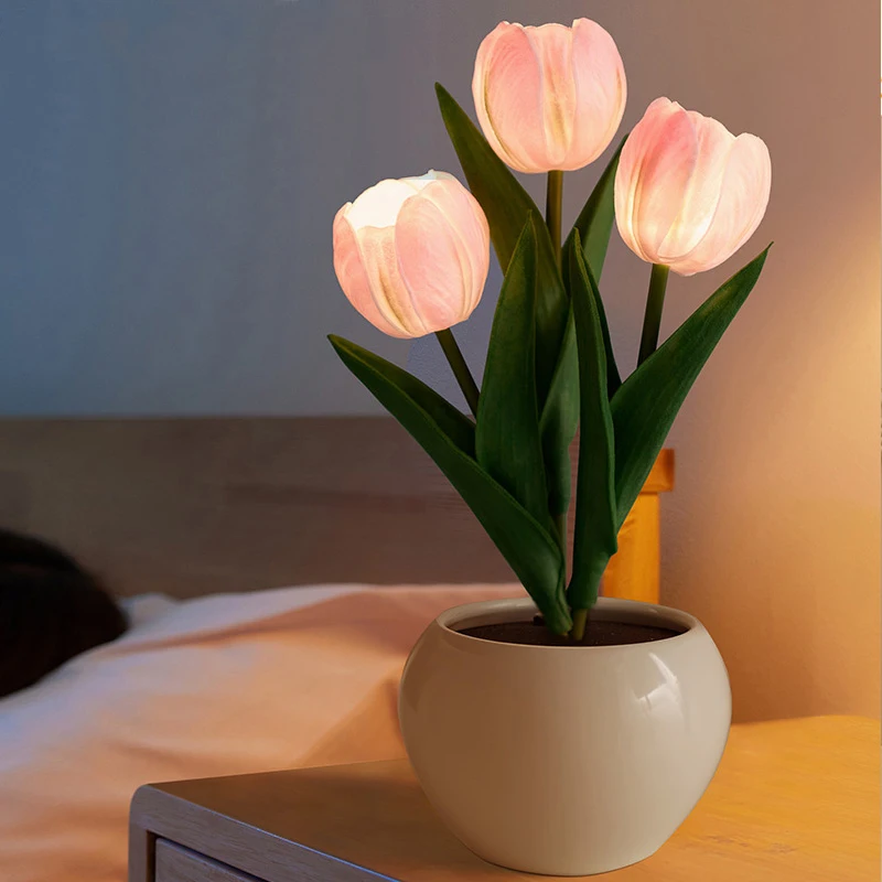 Led Tulipán Lampy, Interiérové Dekorácie Stola Stôl Simulácia Tulipány Kvetináč Lampy Atmosféru Nočné Svetlo Darček Črepníkové Rastliny