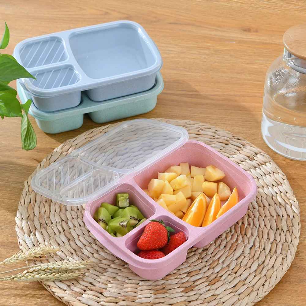 Mikrovlnná Bento Lunch Box Piknik Jedlo Ovocie Kontajner Úložný Box Deti, Dospelých Prenosné Japonský Pšeničnej Slamy Samostatné Desiatu