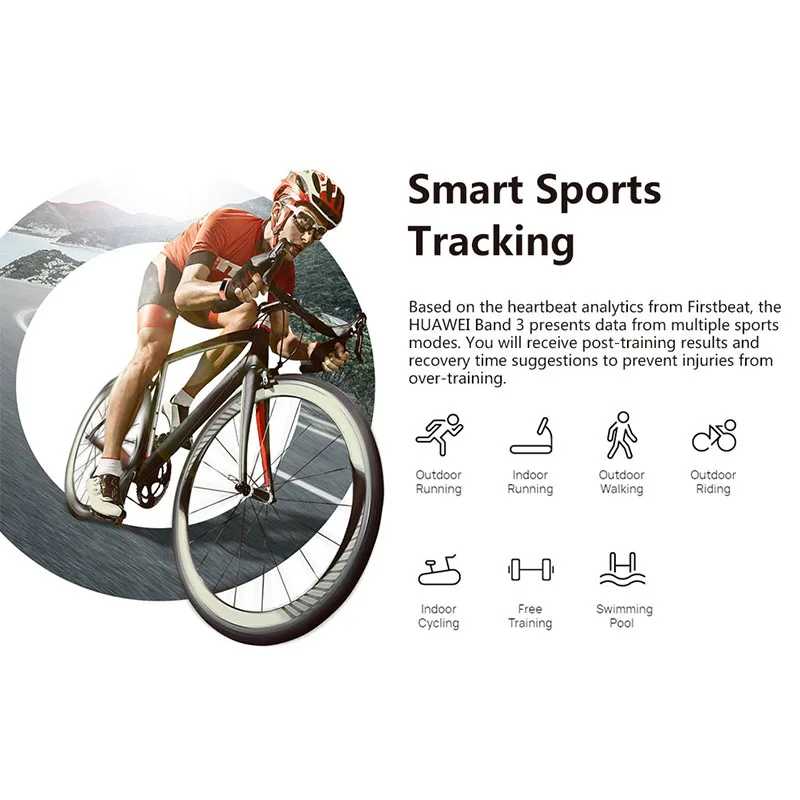 Pôvodné Huawei Band 3 Inteligentný Náramok Farebný Displej S Viacerými Športy Hovor, Informácie, Pripomienky, Pričom Hudba SmartWatch