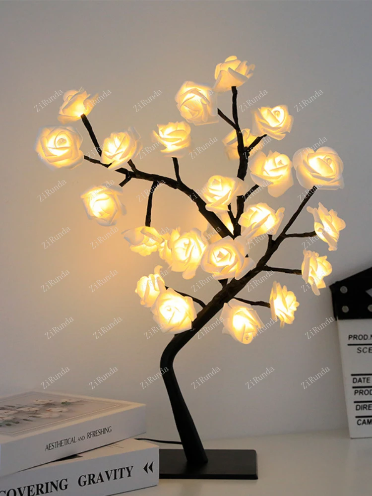 Rose Tree Lampa, USB Powered LED Svetlo Kvet Nočné Svetlo pre Domáce Dekorácie Vonkajšie Strany Svadby Darček