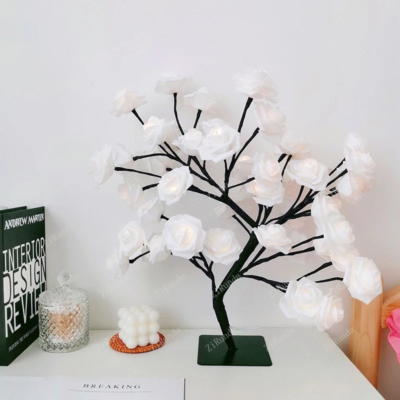 Rose Tree Lampa, USB Powered LED Svetlo Kvet Nočné Svetlo pre Domáce Dekorácie Vonkajšie Strany Svadby Darček