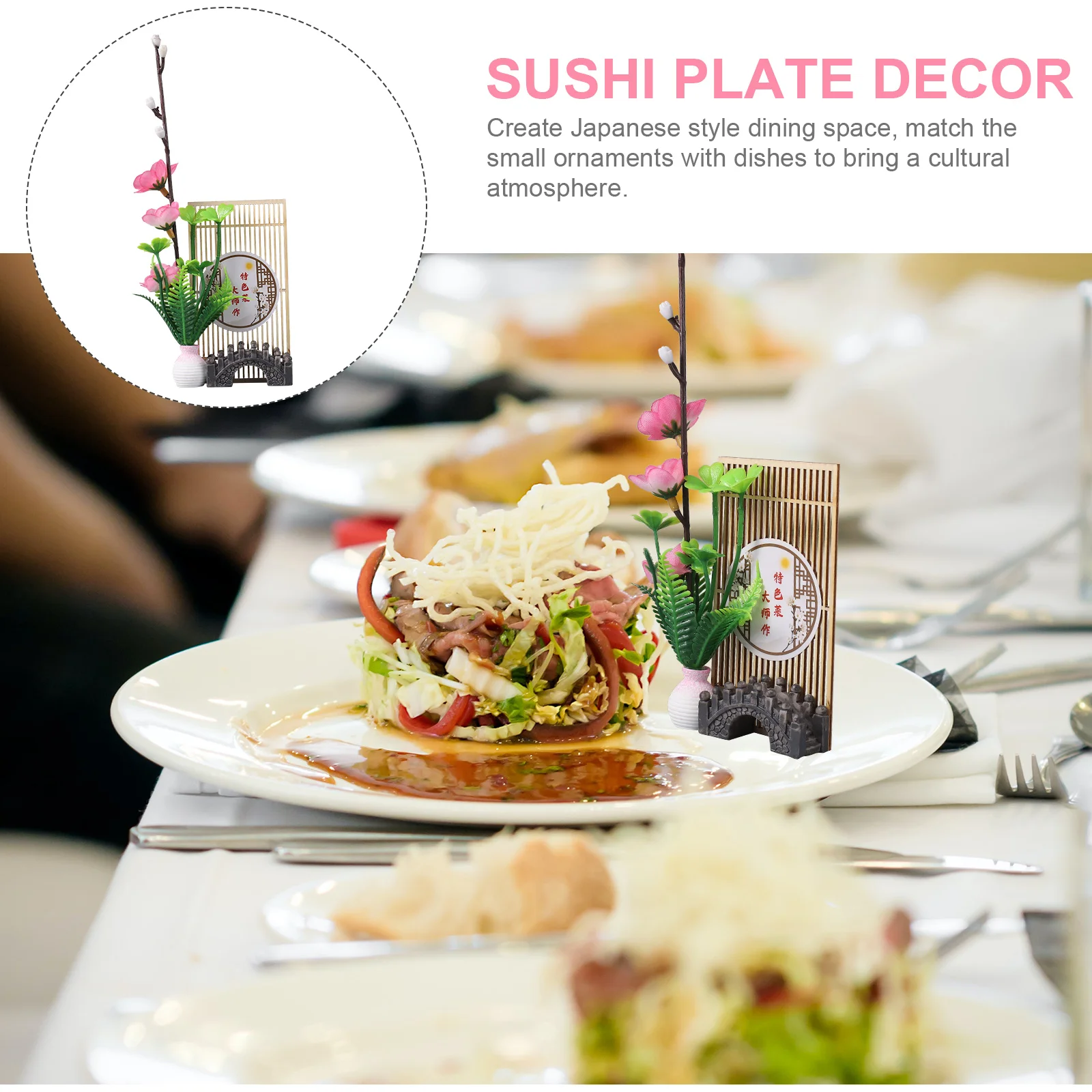 Simulácia Flower Decor Sushi Reštaurácie Japonské Dodanie Ozdobné Falošné Doska Živé Figúrka Plavidlá Izbové Rastliny