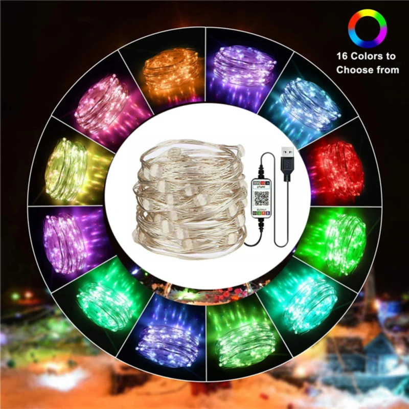 Smart LED Reťazec Svetlá USB Tanec s Hudbou Sync Dreamcolor Rozprávky na Čítanie App Riadenie Medený Drôt String Lampa Dekor