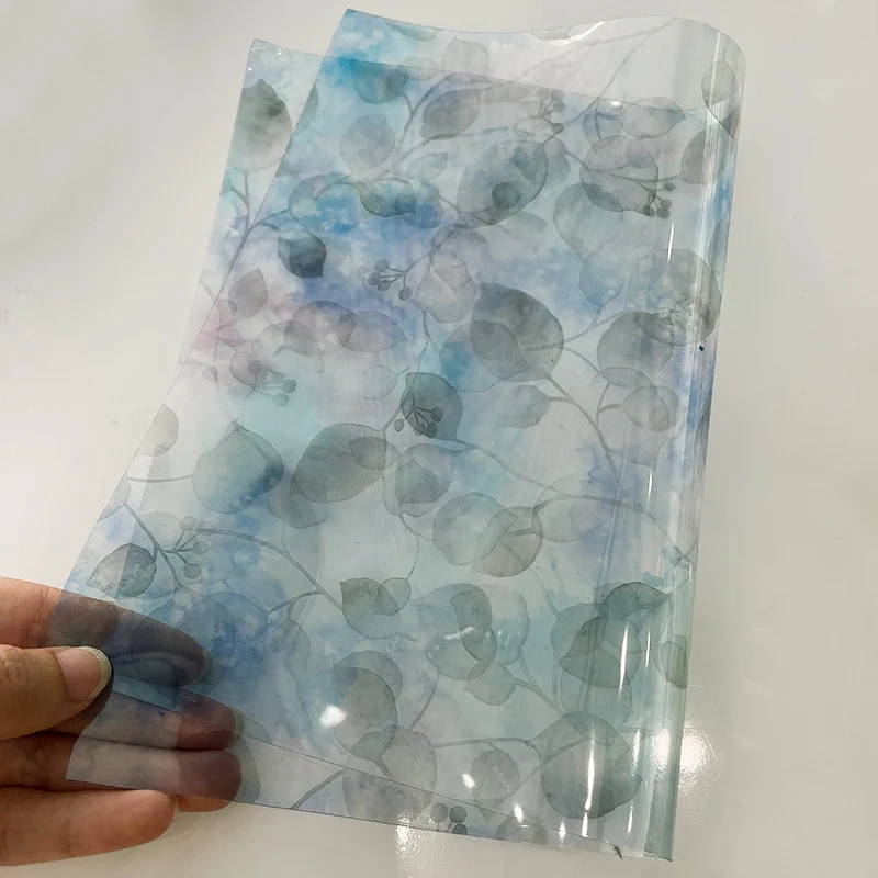 Transparentné Faux Kožené Listov tie-dye umenie vytlačené Syntetickej Kože, Textílie Roll pre DIY Náušnice Vlasy Luky Kabelky Remeslá