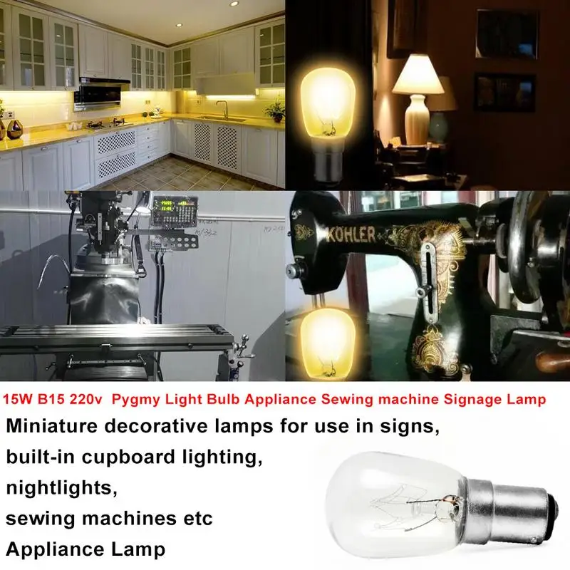 Žiarovka Žiarovka 15W Teplé Svetlo B15 220v Zabudovaný Kabinetu Nočné Osvetlenie Šijacie Stroje Značenie Lampa
